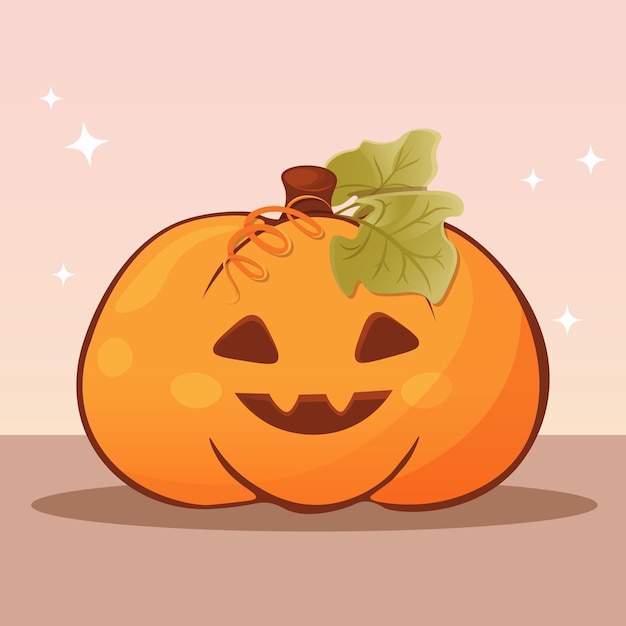 Cute orange Halloween pumpkin for Halloween background, postcard, poster, banner or stickers.