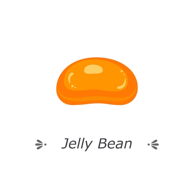 Cute orange jelly bean candy Flat cartoon vector illustration icon isolated on white background Halloween trick or treat sweets for web mobile app print greeting card invitation and other design