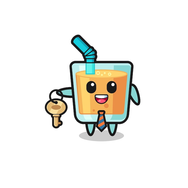 Cute orange juice as a real estate agent mascot  cute design