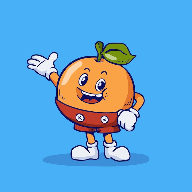 Vector cute orange mascot hand drawing cartoon illustration