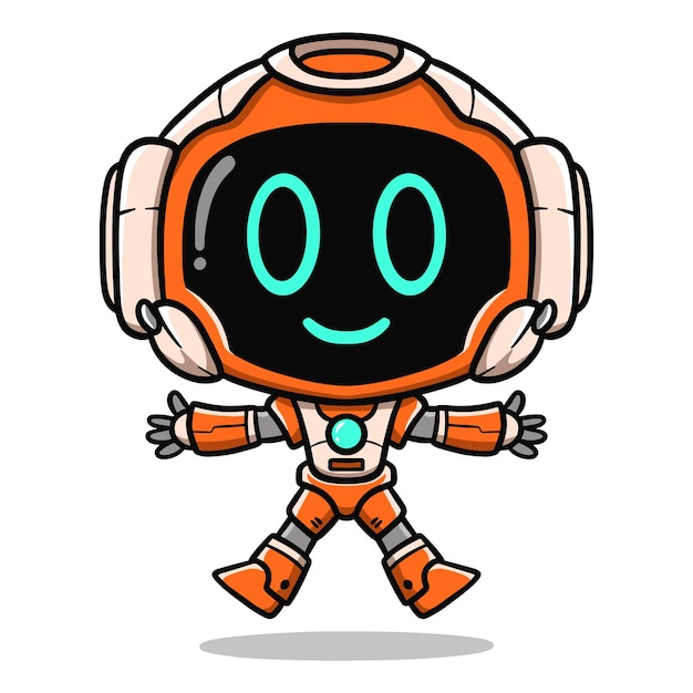 cute orange mascot robot illustration science technology