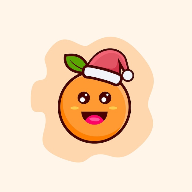 Cute orange mascot  with hat christmas