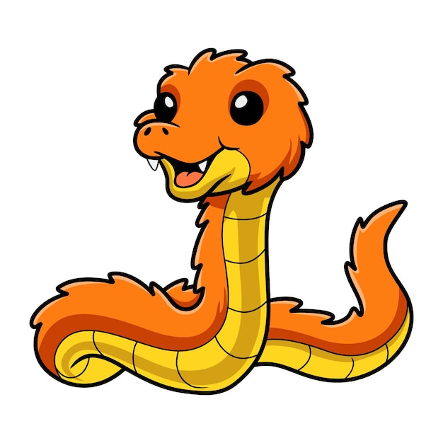 Cute orange spiny bush viper cartoon