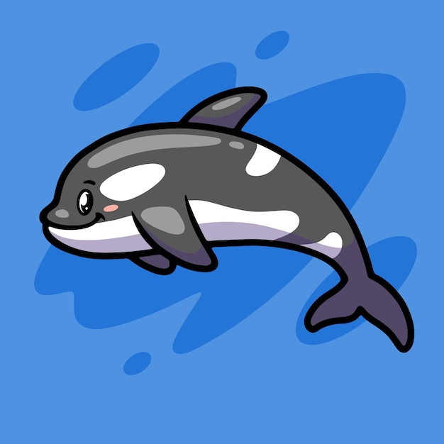 Cute orca mascot illustration design