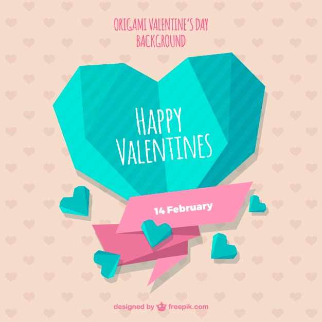 Vector cute origami valentines day background