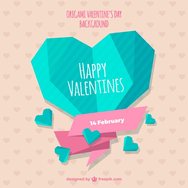 Cute origami valentines day background