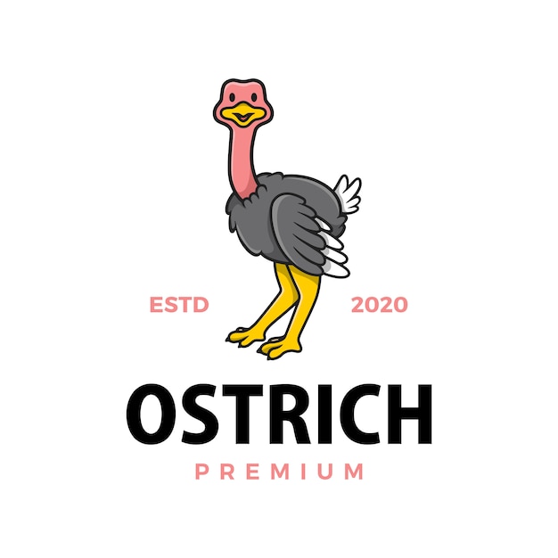 Cute ostrich cartoon logo  icon illustration