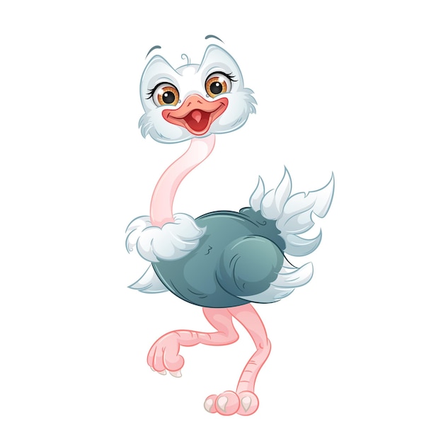 Cute ostrich vector illustration cartoon baby animal