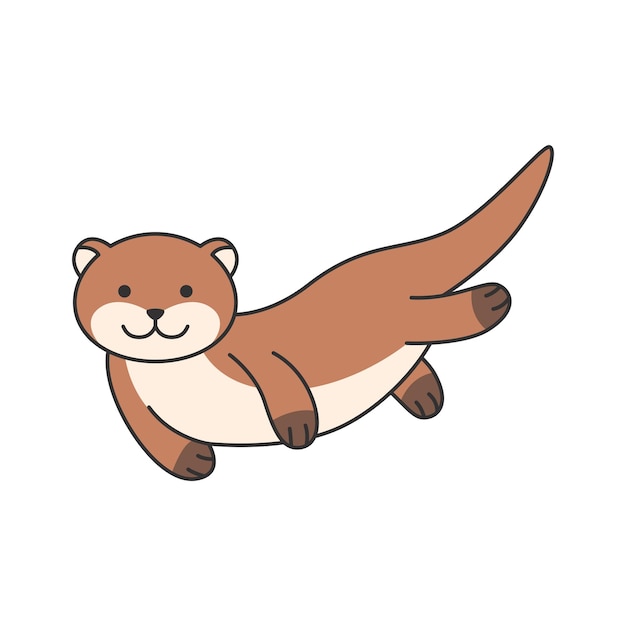 Cute otter cartoon vector illustration isolated on a white background