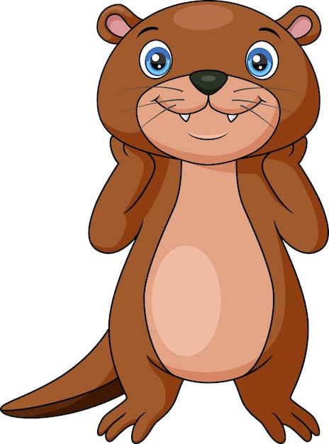 Vector cute otter cartoon on white background