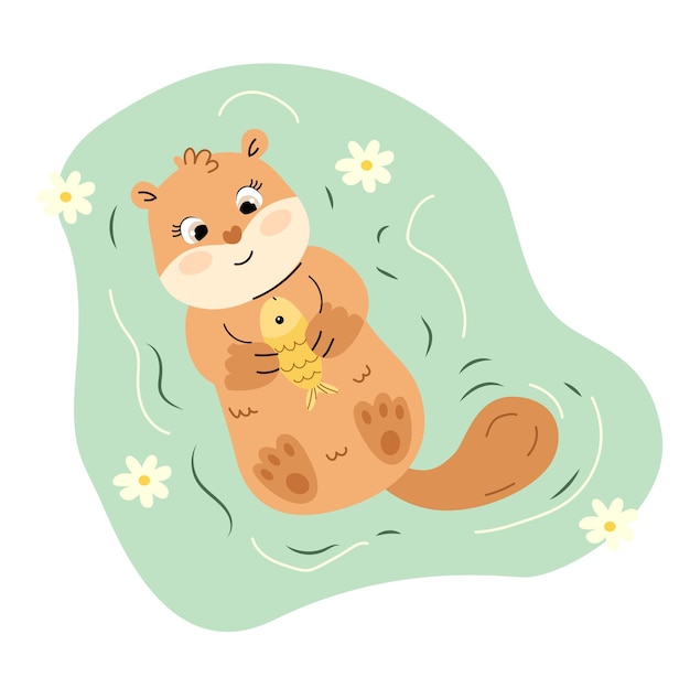 cute otter cute animal otter in water