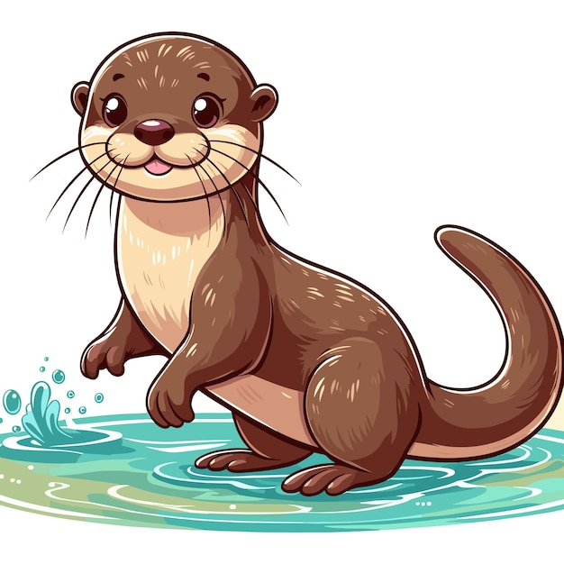 Cute Otters cartoon Vector Style white background