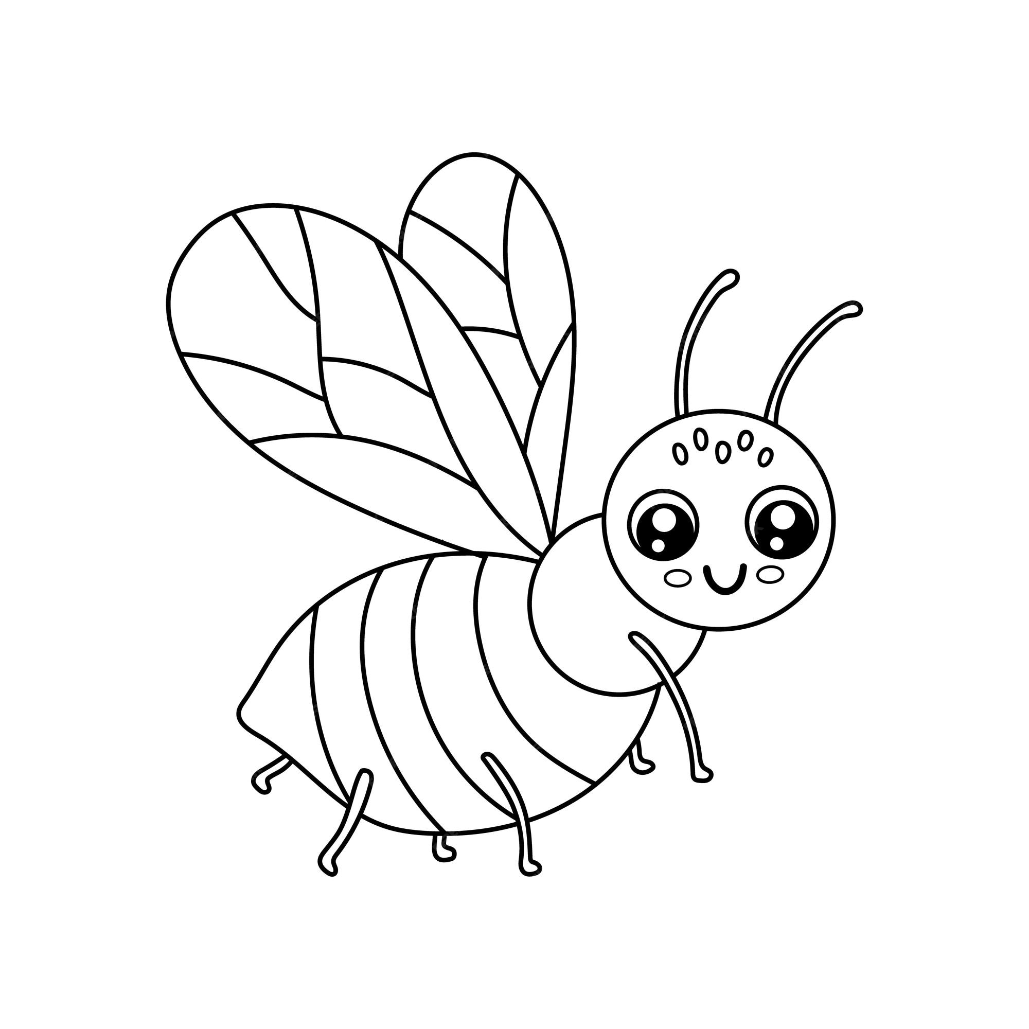 Premium Vector | Cute outline honey bee isolated on white background funny insect for childish coloring book cartoon vector line illustration Premium Vector | Cute outline honey bee isolated on white background funny insect for childish coloring book cartoon vector line illustration
