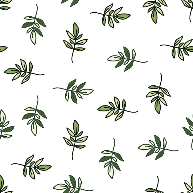 Premium Vector | Cute outline leaves seamless pattern simple leaf