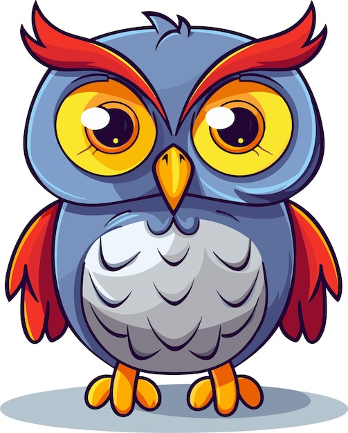 Милая сова животное персонаж мультфильма иконка сова логотип дизайн наклейки милый мультяшный сова талисман векторная иллюстрация