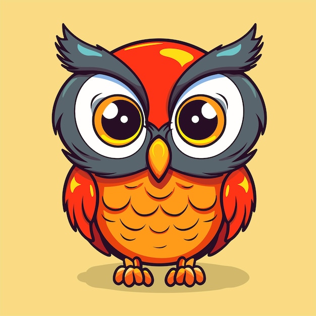 Cute owl animal cartoon character icon owl logo sticker design cute cartoon owl mascot Vector illustration