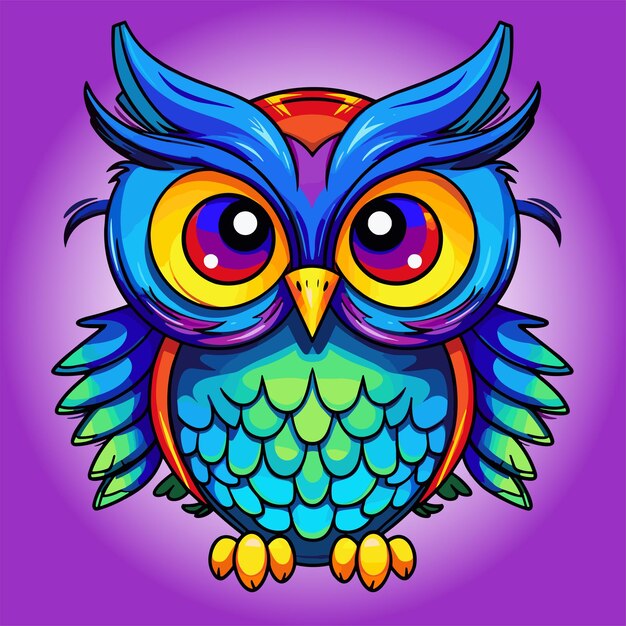 Cute owl animal cartoon character icon owl logo sticker design cute cartoon owl mascot vector illustration