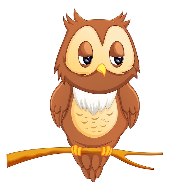 Vector cute owl cartoon eyes wistful