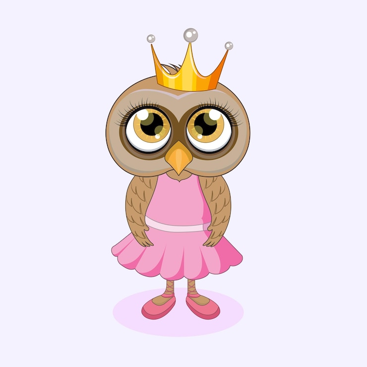 Vector cute owl cartoon girl character vector