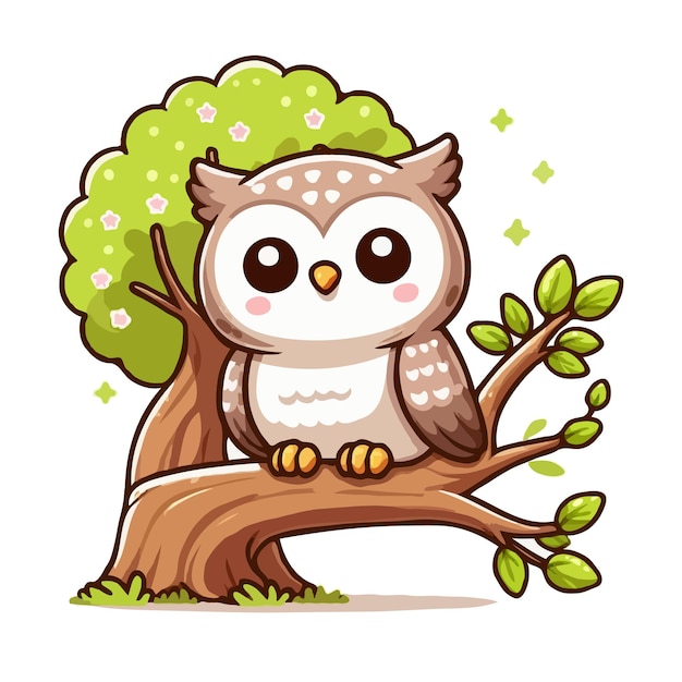 cute owl cartoon vector on white background