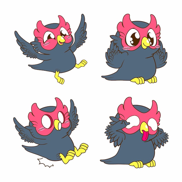 Vector cute owl doodle sticker owl illustration