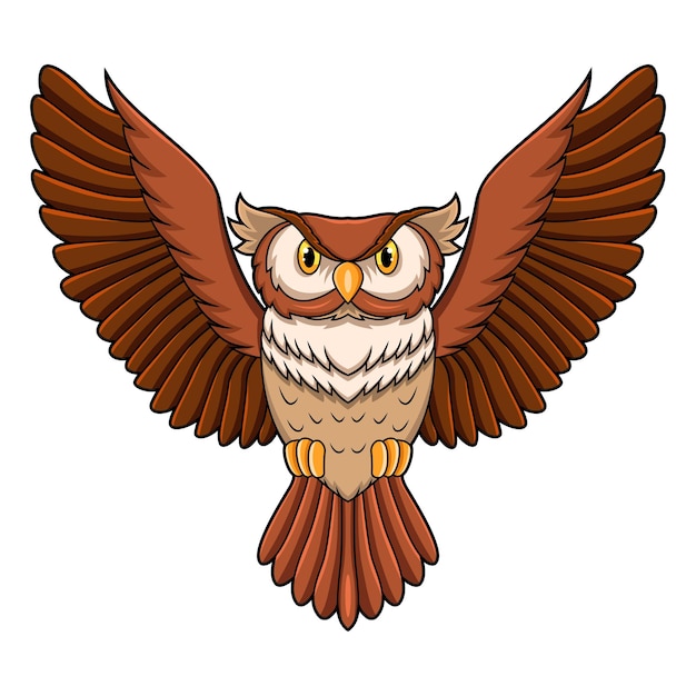 Vector cute owl flying