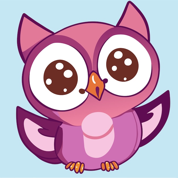 Cute owl hand drawn cartoon sticker icon concept isolated illustration