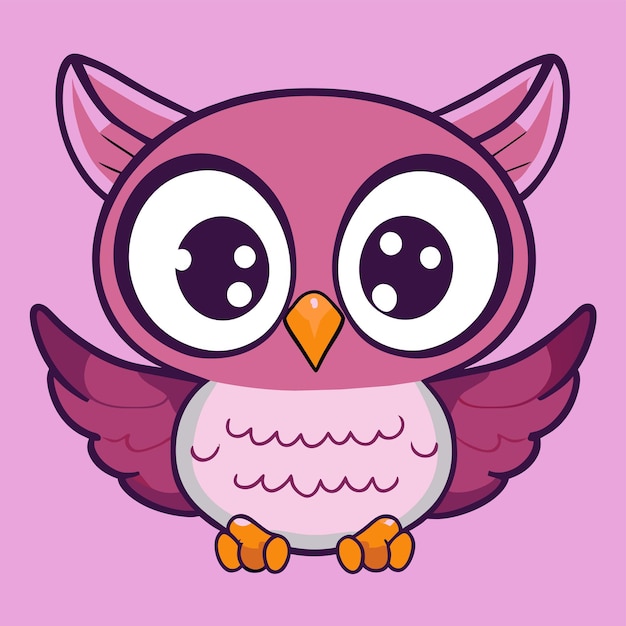 Cute owl hand drawn cartoon sticker icon concept isolated illustration