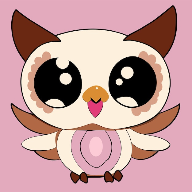 Vector cute owl hand drawn cartoon sticker icon concept isolated illustration