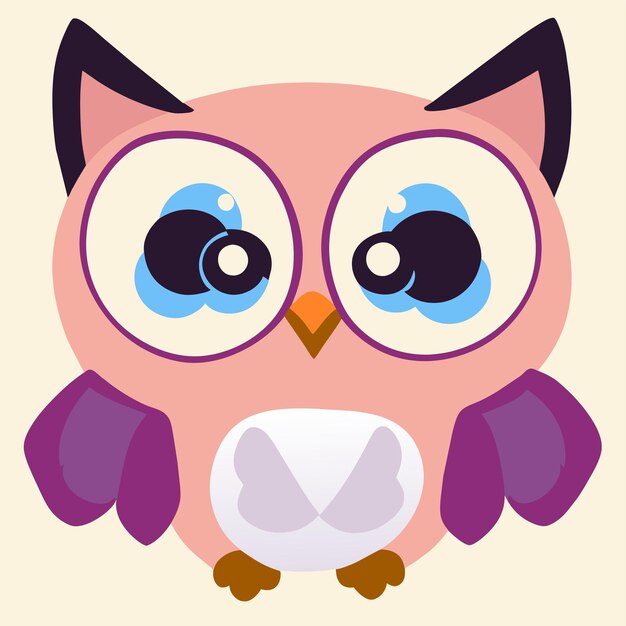 Vector cute owl hand drawn cartoon sticker icon concept isolated illustration