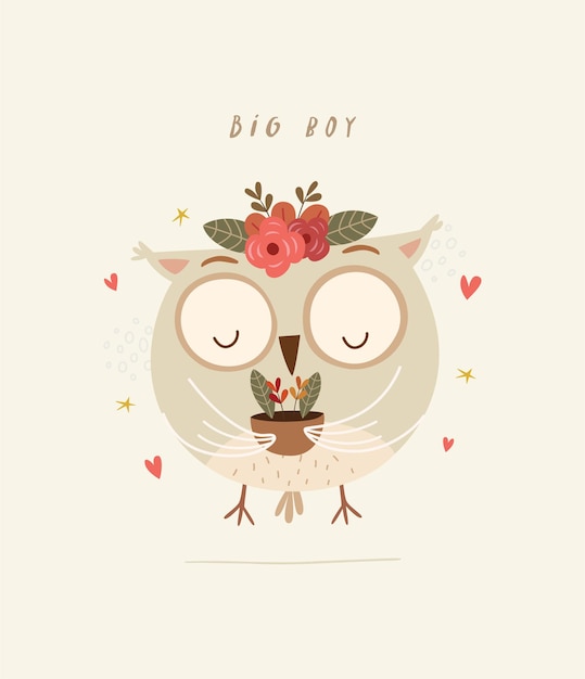 Vector cute owl illustration