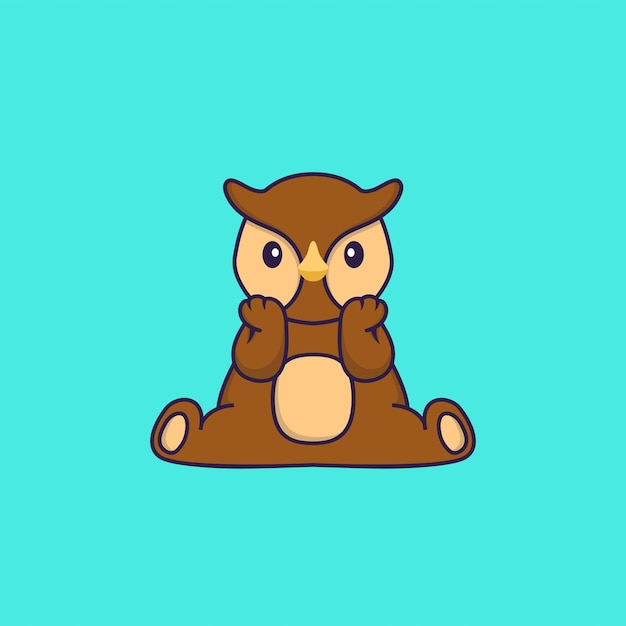 Cute owl is sitting. Animal cartoon concept isolated.