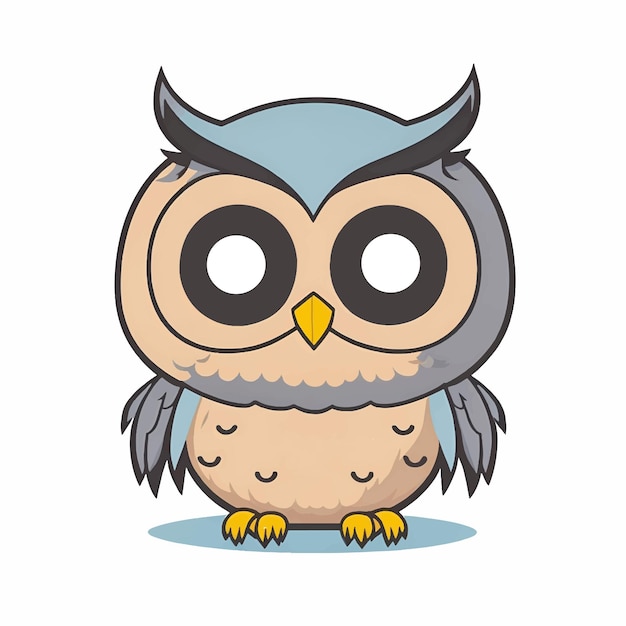 Cute owl kawaii animal cartoon character