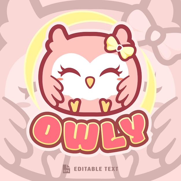 Vector cute owl logo mascot cartoon