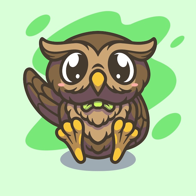 Vector cute owl mascot illustration design