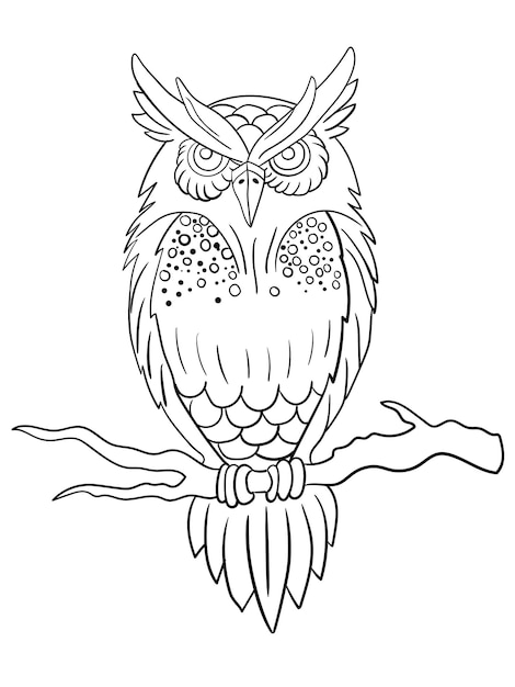 cute owl outline for coloring book