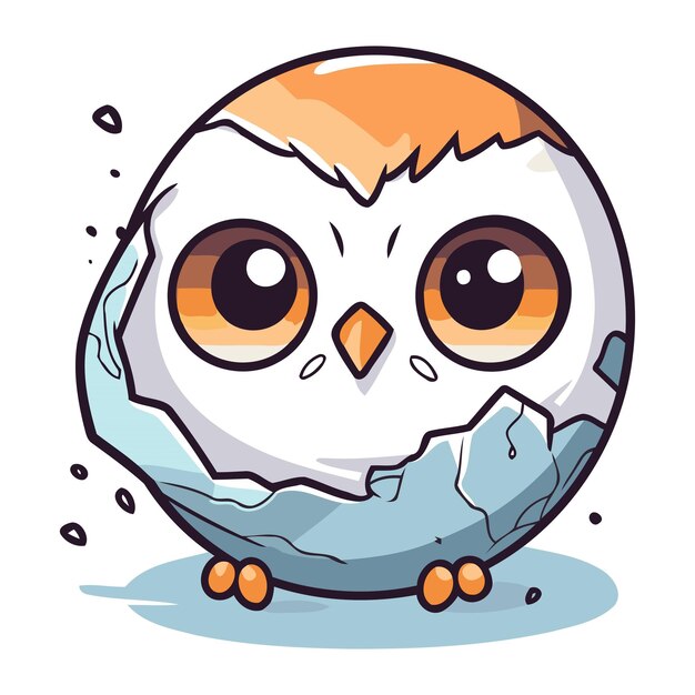 Vector cute owl peeking out of an egg vector illustration