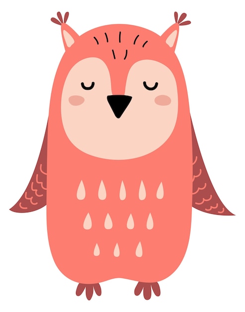 Cute owl in scandinavian style kid animal print