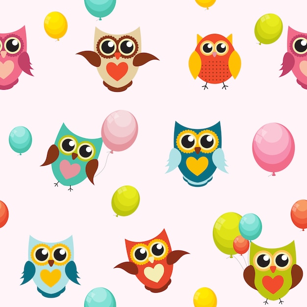 Cute Owl Seamless Pattern Background  Illustration