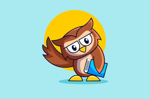 Vector a cute owl who brought books to school school education illustration