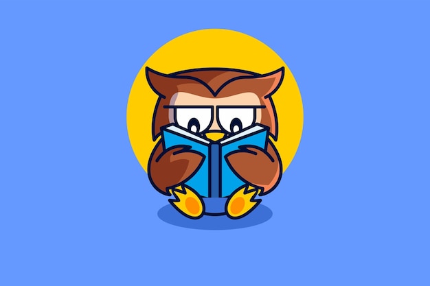 Vector a cute owl who reads a book school education illustration