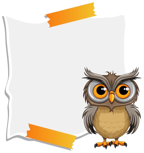 Cute owl with blank message board