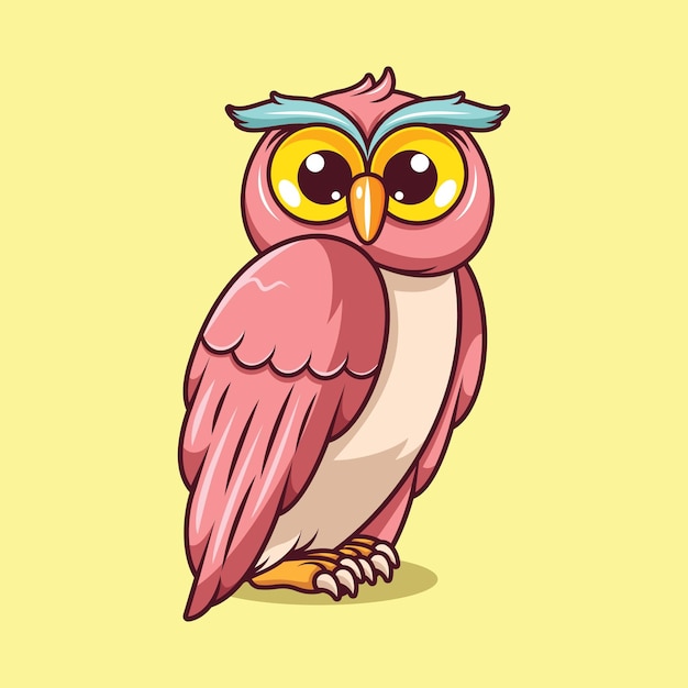 Vector cute owl with innocent face cartoon illustration