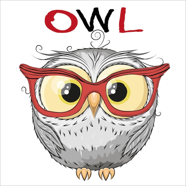 Cute Owl with red glasses