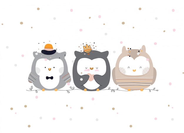 かわいいフクロウイラスト