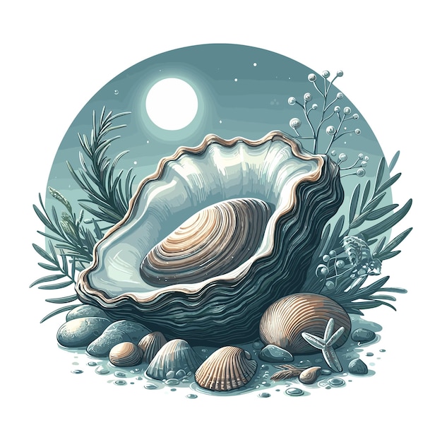 Cute Oyster Vector Cartoon illustration