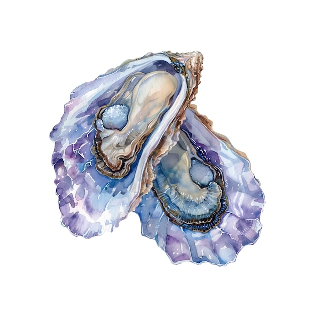 Vector cute oyster vector illustration in watercolour style