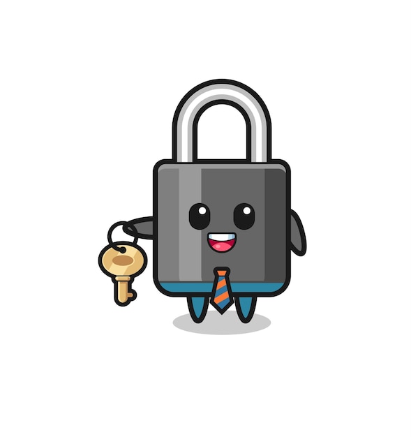 cute padlock as a real estate agent mascot
