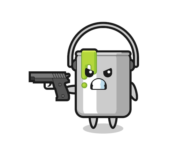 Vector the cute paint tin character shoot with a gun , cute style design for t shirt, sticker, logo element