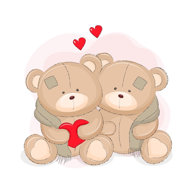 Vector cute pair of bears for valentine's